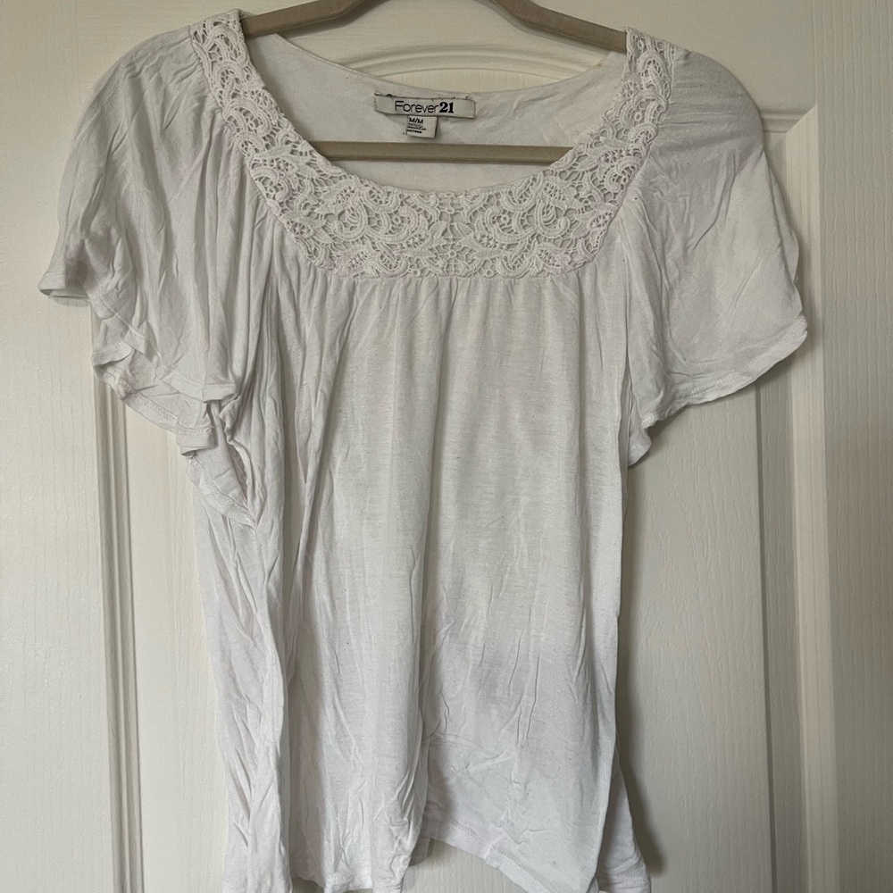 White tee floral top